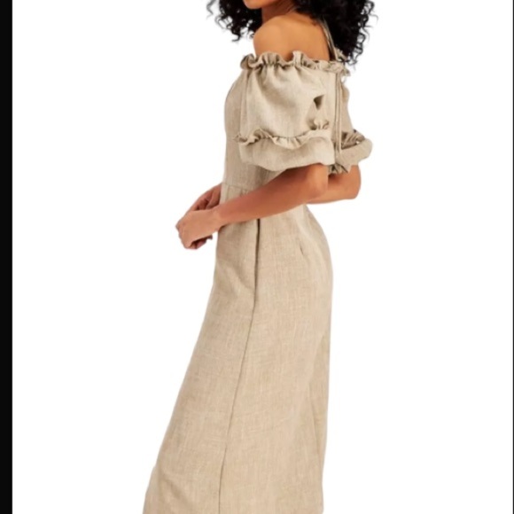 LeRumi Ryan Off-The-Shoulder Zipper Front Split Size Medium Midi Dress. - Picture 4 of 9